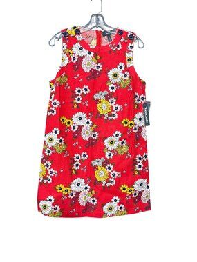 Retro ModCloth Red Floral Sleeveless Shift Dress
